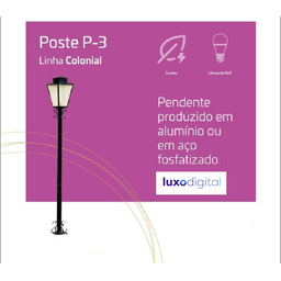 Poste Colonial P3 com 2,31M Preto Ideal - 2