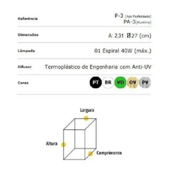 Poste Colonial P3 com 2,31M Preto Ideal - 3