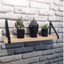 Ver imagem 2 de Kit 2 Prateleiras com Alças de Couro - Madeira Maciça de 60cm - Preto