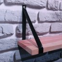 Ver imagem 4 de Kit 2 Prateleiras com Alças de Couro - Madeira Maciça de 60cm - Preto