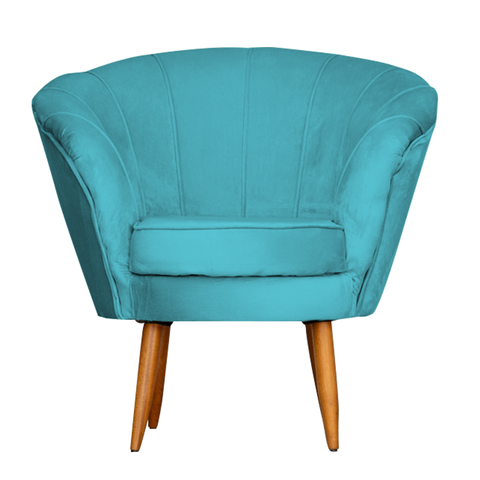 Poltrona Cadeira Decorativa Pétala - Veludo Azul Turquesa