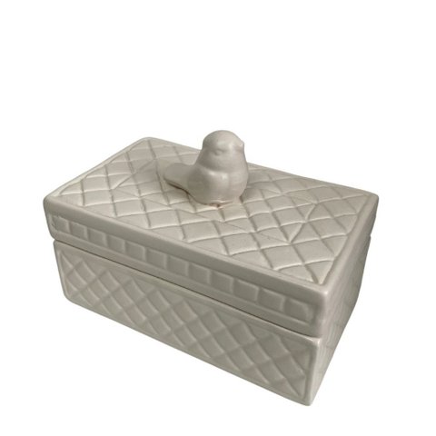 Caixa Decorativa de Cerâmica com 2 Passarinhos em Cima Bea Decor