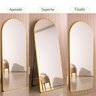 Espelho Grande Oval com Base Reta Dourado Corpo Inteiro 150x60cm com Suporte de Chão e Parede - 4