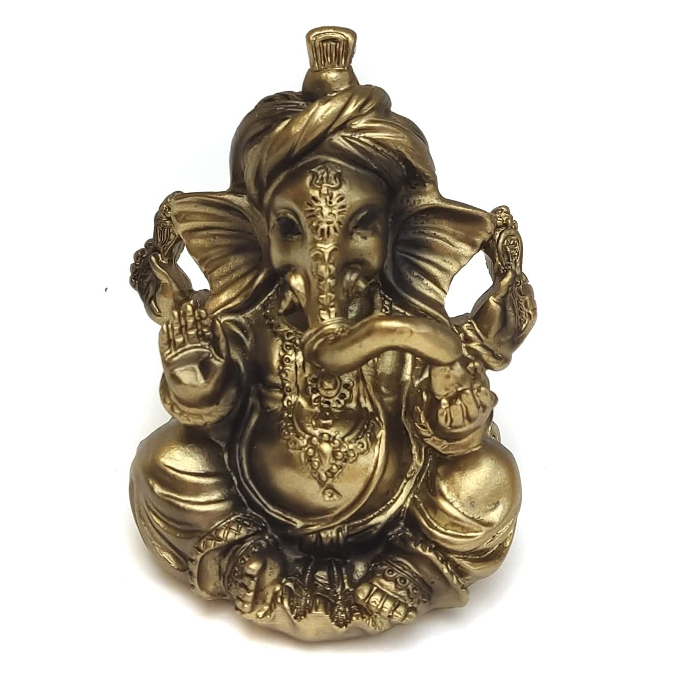 Ganesha Hindu Deus Sorte Prosperidade Sabedoria Resina Estat - Bronze - 2