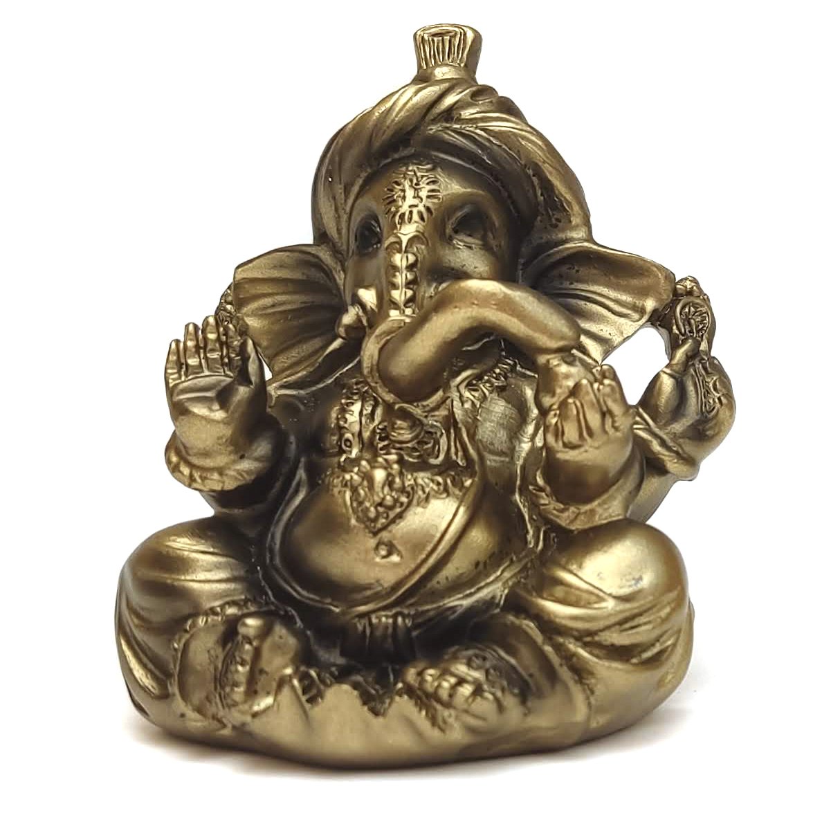 Ganesha Hindu Deus Sorte Prosperidade Sabedoria Resina Estat - Bronze