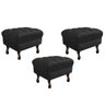 Kit 3 Puffs Retrô Luis XV Suede Preto - 1