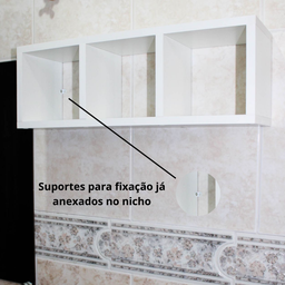 Kit Nicho + Prateleira 100% Mdf Branco para Banheiro - Bet - 4