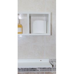 Kit Nicho + Prateleira 100% Mdf Branco para Banheiro - Bet - 3