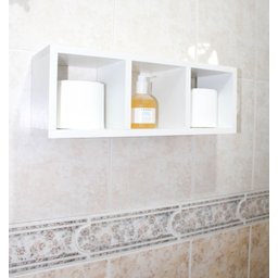 Kit Nicho + Prateleira 100% Mdf Branco para Banheiro - Bet - 2