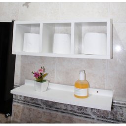 Kit Nicho + Prateleira 100% Mdf Branco para Banheiro - Bet - 1