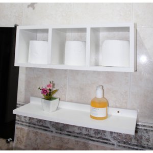 Kit Nicho + Prateleira 100% Mdf Branco para Banheiro - Bet