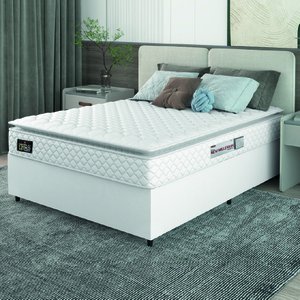 Cama Box Casal Queen Colchão Espuma D33 Pillow Top New Millenium Branco Hellen