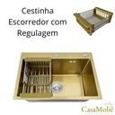 Ver imagem 3 de Cuba Pia Inox Dourado Quadrada 60x45 Gourmet com Acessórios