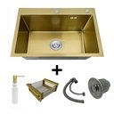 Ver imagem 1 de Cuba Pia Inox Dourado Quadrada 60x45 Gourmet com Acessórios