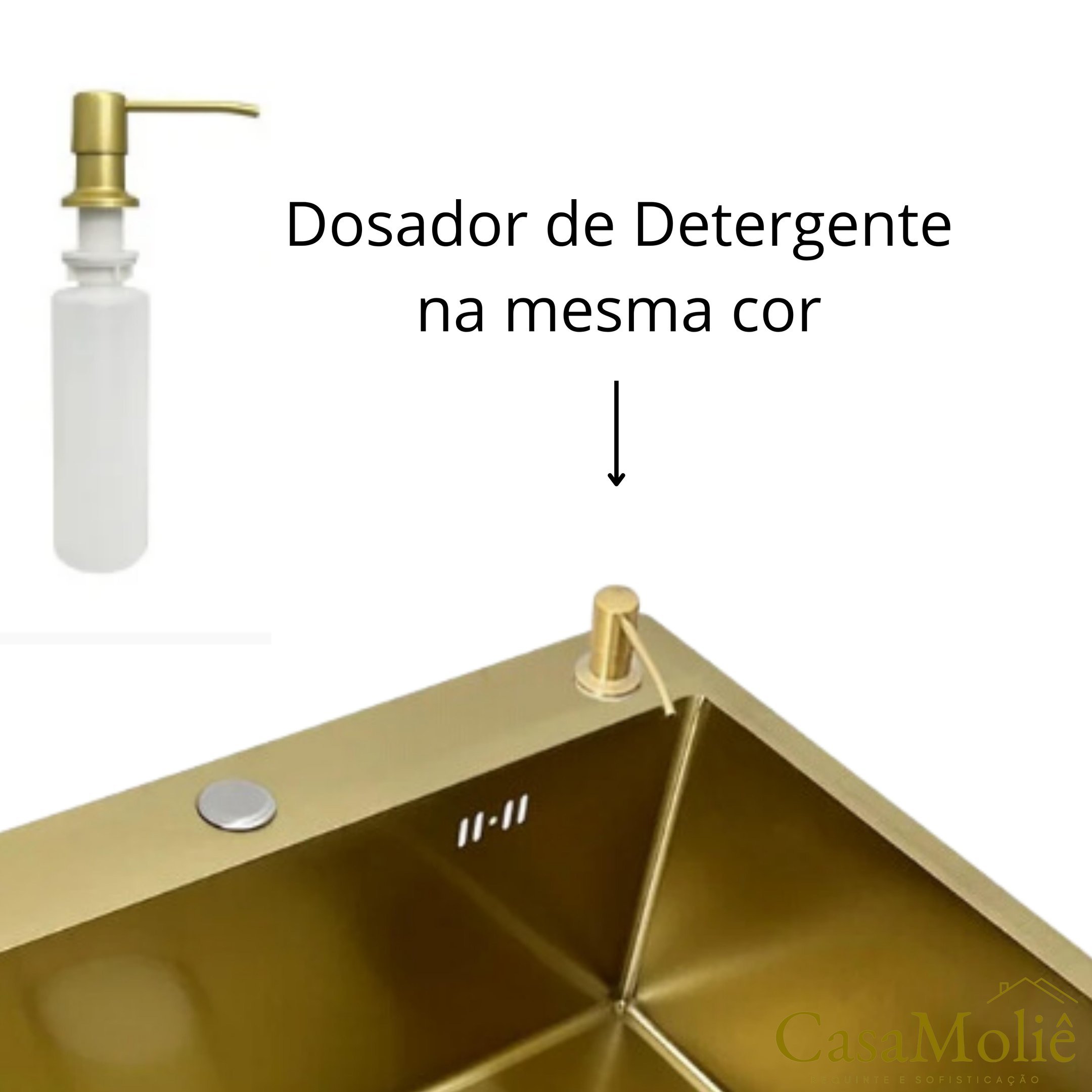 Cuba Pia Inox Dourado Quadrada 60x45 Gourmet com Acessórios - 2