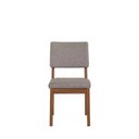 Ver imagem 3 de Kit de 2 Cadeiras de Madeira Maciça Estofada Ella - Natural C/ Linho Mescla Cinza