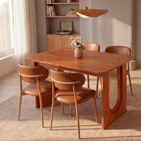 Conjunto de Jantar com Mesa Tali 130cm e 4 Cadeiras Ema CabeCasa MadeiraOriginals Marrom