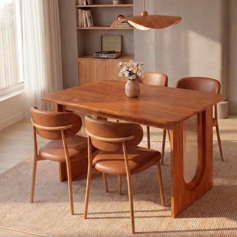 Conjunto de Jantar com Mesa Tali 130cm e 4 Cadeiras Ema CabeCasa MadeiraOriginals Marrom