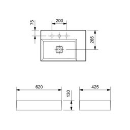 Cuba de Apoio Retangular com Mesa 620x425 Platinum P8 - 4