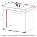 Ver imagem 3 de Mesa Escrivaninha Escritorio Tampo com Abertura 85 cm Carvalho Branco Artany