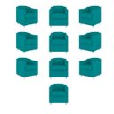 Ver imagem 1 de Kit 10 Poltronas Decorativa Tilla Consultório Recepção Suede Cor:azul Turquesa