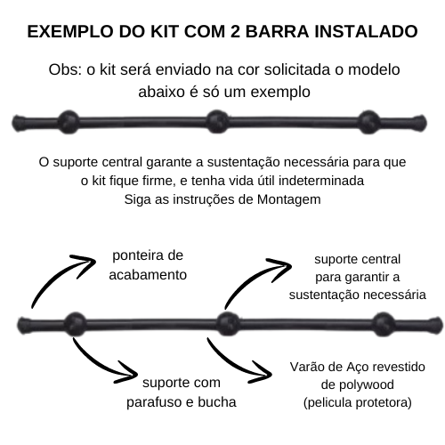 Kit Varão para Cortinas 2,0mts 28mm Tabaco - 4