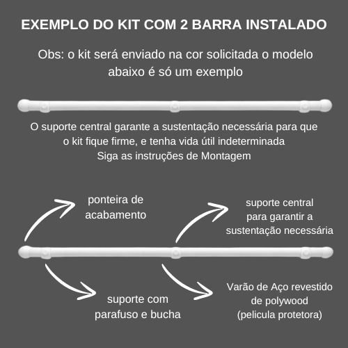 Kit Varão para Cortinas 2,0mts 28mm Cerejeira - 4