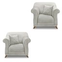 Ver imagem 1 de Kit 2 Poltronas Veludo Cinza Prata Pés Castanho