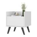 Ver imagem 2 de Mesa de Cabeceira 40 cm com Pés Retrô Multimóveis MP4041 Branca/Preta