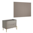 Ver imagem 1 de Conjunto Cabeceira e Mesa de Cabeceira 160cm Solteiro em Mdf Cor:grigio com Dourado