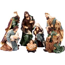 Presépio Imagens Em Resina Nascimento De Cristo 7 Peças - 1