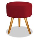 Ver imagem 1 de Puff Redondo Suede Vermelho Pés Palito