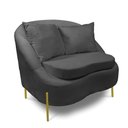 Ver imagem 5 de Poltrona Decorativa Orgânica Pé de Metal Dourado Zaya Bouclê Grafite C05 - D’Rossi