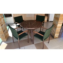 Jogo de Mesa Ripada 90cm + 4 Poltronas para Jardim - 3