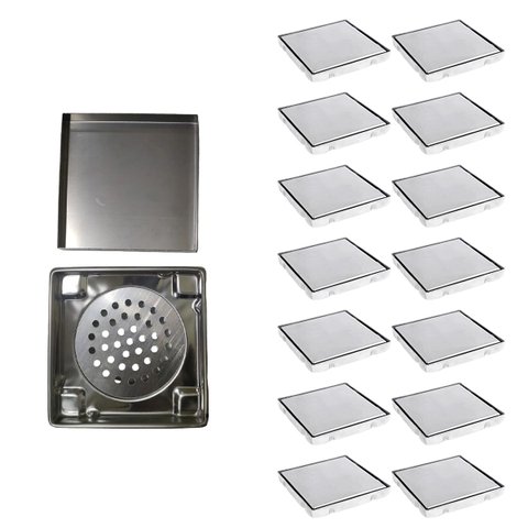 Ralo Invisivel Oculto 15x15 Inox Kit 14 Unidades Banheiro Lavabo Anti Odor Lavanderia Cozinha Seguro