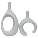 Ver imagem 3 de Kit Esculturas Vasos Decorativo em Cerâmica 2 Peças Infinite - Rio Home