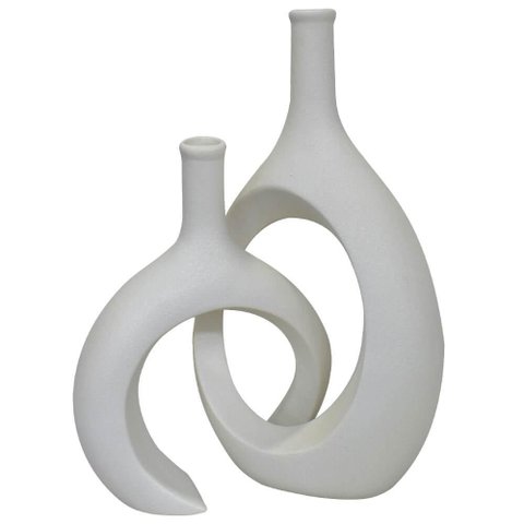 Kit Esculturas Vasos Decorativo em Cerâmica 2 Peças Infinite - Rio Home