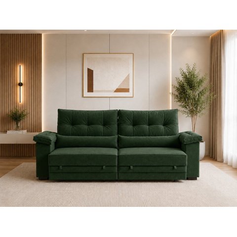 Sófa Retrátil Reclinável 300 cm Dubai Veludo Premium