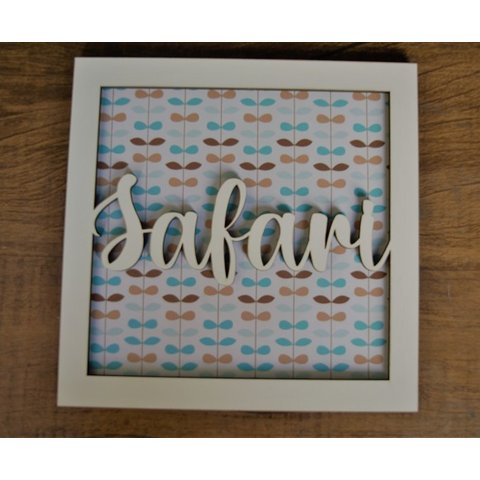 Kit 6 Quadro Decorativo Safari 16,5x 16,5 Cm Adesivado Make Laser QDSFR