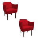 Ver imagem 1 de Kit 02 Poltronas Decorativa Naty Pés Palito Suede Vermelho - D'Classe Decor