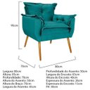 Ver imagem 5 de Poltrona com Puff Opala Palito Mel Suede Azul Turquesa - Doce Sonho Móveis