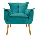 Ver imagem 3 de Poltrona com Puff Opala Palito Mel Suede Azul Turquesa - Doce Sonho Móveis