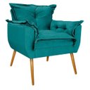 Ver imagem 2 de Poltrona com Puff Opala Palito Mel Suede Azul Turquesa - Doce Sonho Móveis