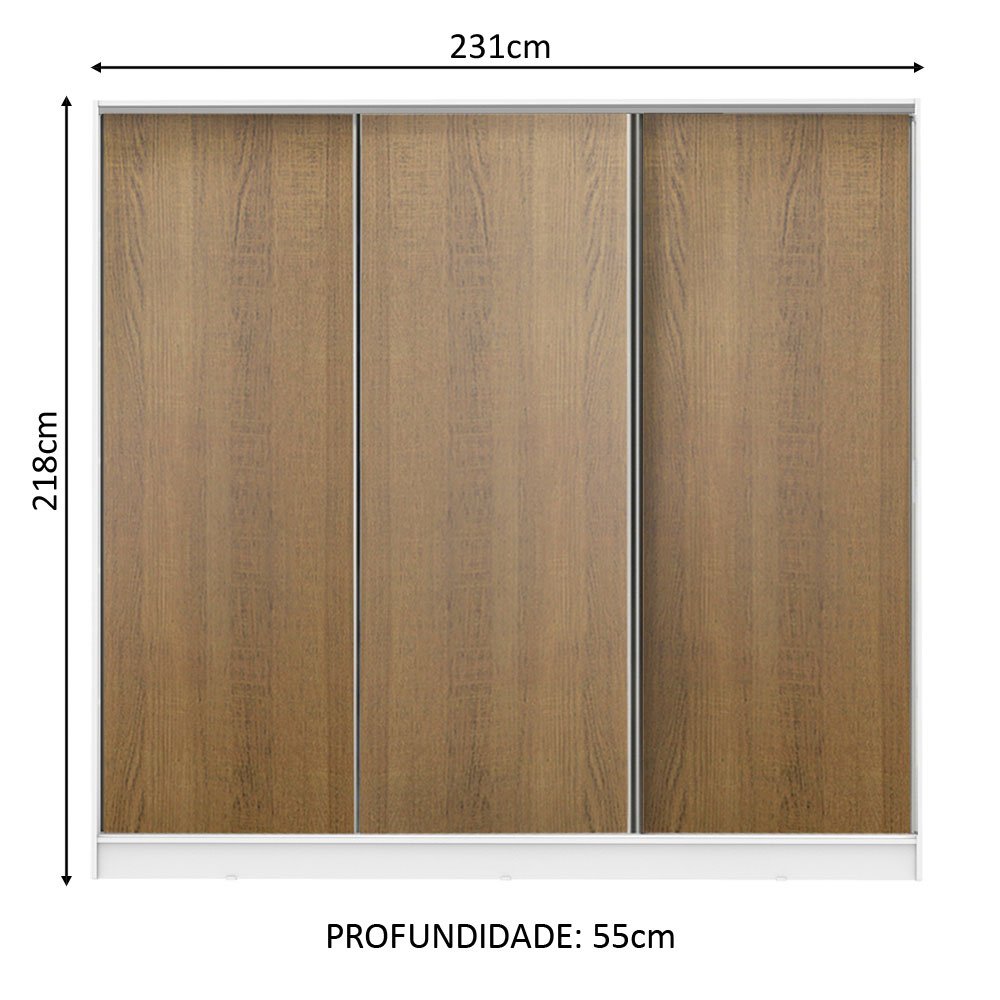 Guarda Roupa Casal 100% Mdf Madesa Royale 3 Portas de Correr - 5