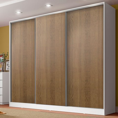 Guarda Roupa Casal 100% Mdf Madesa Royale 3 Portas de Correr