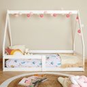Ver imagem 1 de Mini Cama Infantil Branco Madeira Montessori Casinha com Estrado Wilma Idimex