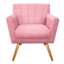 Ver imagem 2 de Poltrona Laura Pés Palito Mel Suede Rosa Bebê