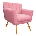 Ver imagem 1 de Poltrona Laura Pés Palito Mel Suede Rosa Bebê