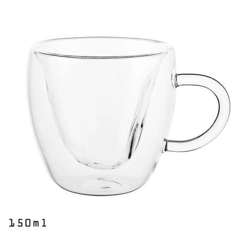 Xícara de Vidro Duplo Formato Coração 150ml