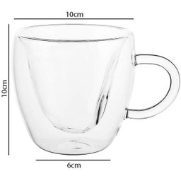Xícara de Vidro Duplo Formato Coração 150ml - 4